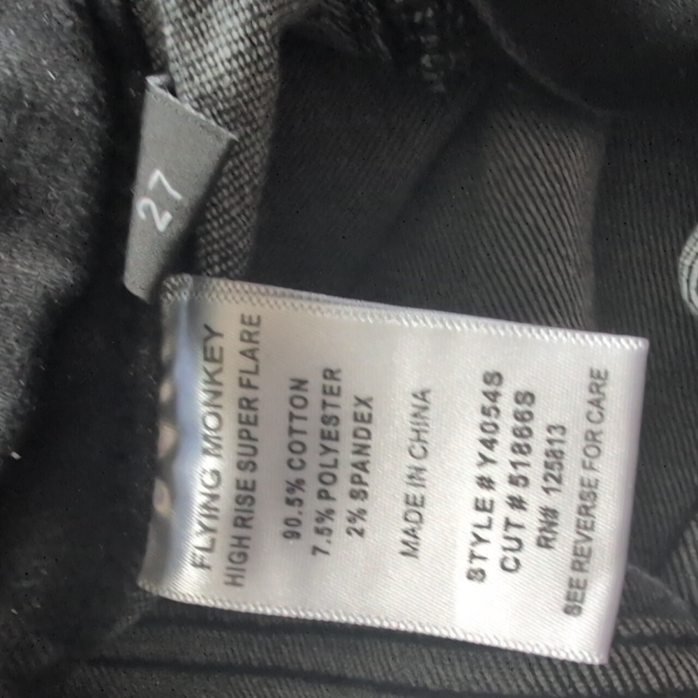 Flying Monkey Black High-Rise Flared Jeans W/Front Seam 27 - Picture 7 of 11